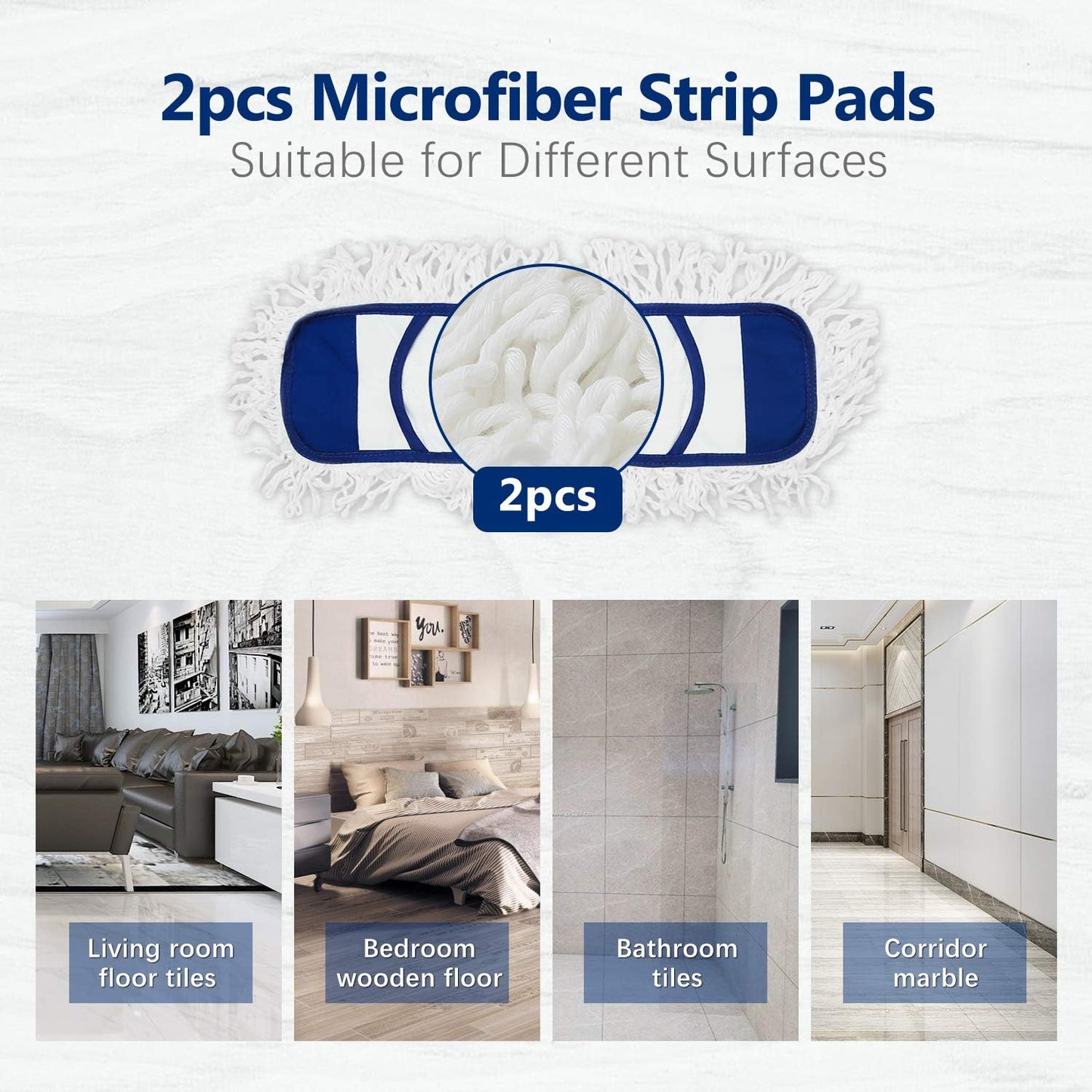 Eyliden Mop Pads (2 Pack) Wet Dry Dust Mop Pads for Hardwood Floors - Replacement Refills - Blue