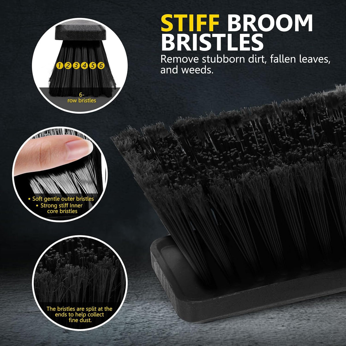 Push Broom Outdoor Heavy Duty,Masthome 24" Push Broom with Stiff Bristles,Heavy Duty Garden Broom,Outdoor Stiff Sweeping Broom for Garage Yard Patio Deck Concrete Wood Stone Floors Scrub and Cleaning