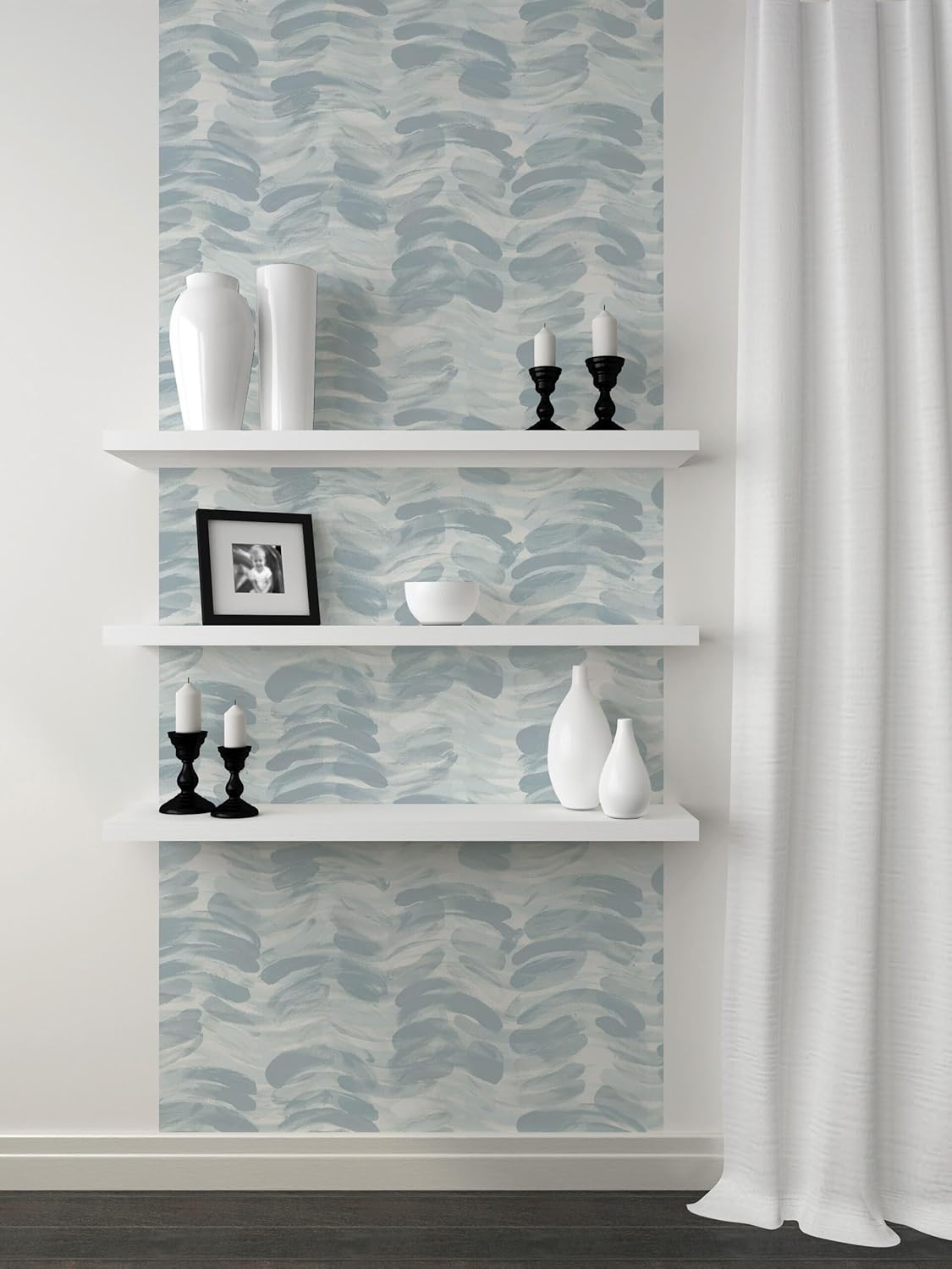 Peel and Stick Wallpaper Roll 17.5 x 216 Whispering Tales Design in Vinyl Sticker Paper for Accent Panels, Bedroom, Kitchen, Office or Shelf Liner