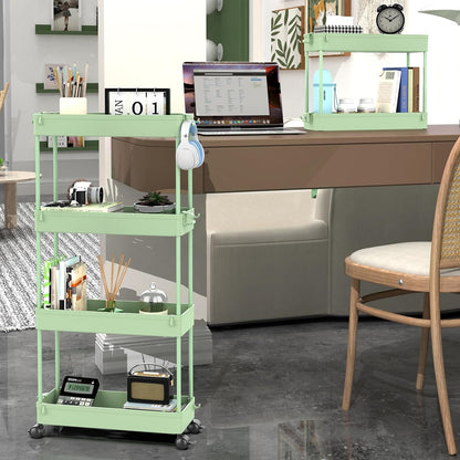 SPACEKEEPER Slim Rolling Storage Cart 4 Tier Bathroom Organizer Cart Mobile Shelving Unit Slide Out Utility Cart for Kitchen, Bthroom, Makeup, Craft, Laundry Narrow Places, Black