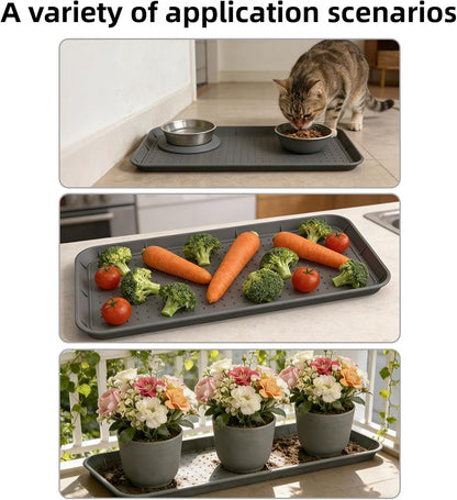 Silicone Boot Tray, 30"x15" Non Slip Shoe Tray for Entryway, Easy to Clean Shoe Mat for Muddy & Wet Shoes Water Proof Rug for Front Door Patio Porch Room (Black)