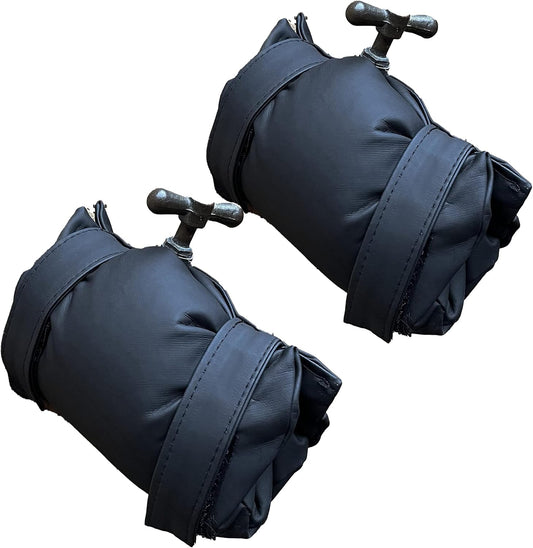 2Pcs Outdoor Faucet Covers for Winter Freeze Protection-Black PU Material | 10.2" H x 7.1" W,Outside Garden Faucet Socks for Winter Waterproof Freeze Miser,Reusable Hose Bibs Insulated Spigot Cover