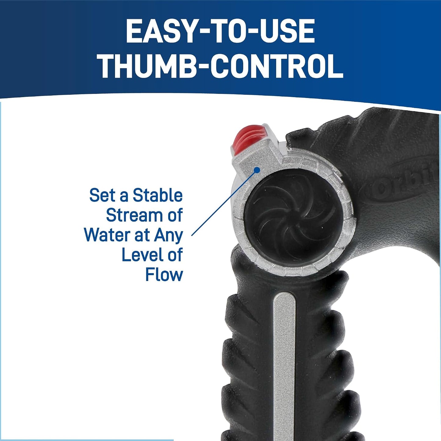 Orbit 58993 7-Pattern Watering Nozzle with Thumb Control, Black