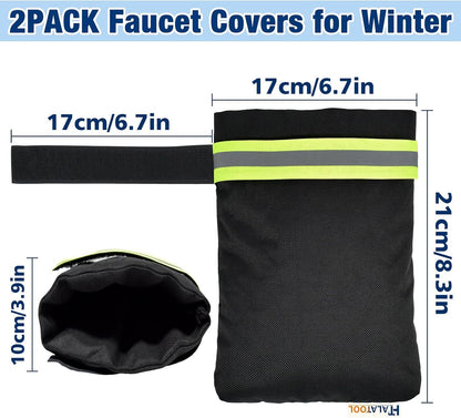 Halatool Thicken Outdoor Faucet Covers for Winter Freeze Protection, 6.7"x8.3" Insulated Spigot Cover with Reflective Strips Freeze Proof Hose Bib Cover Waterproof Fits All Taps, 2 Pack