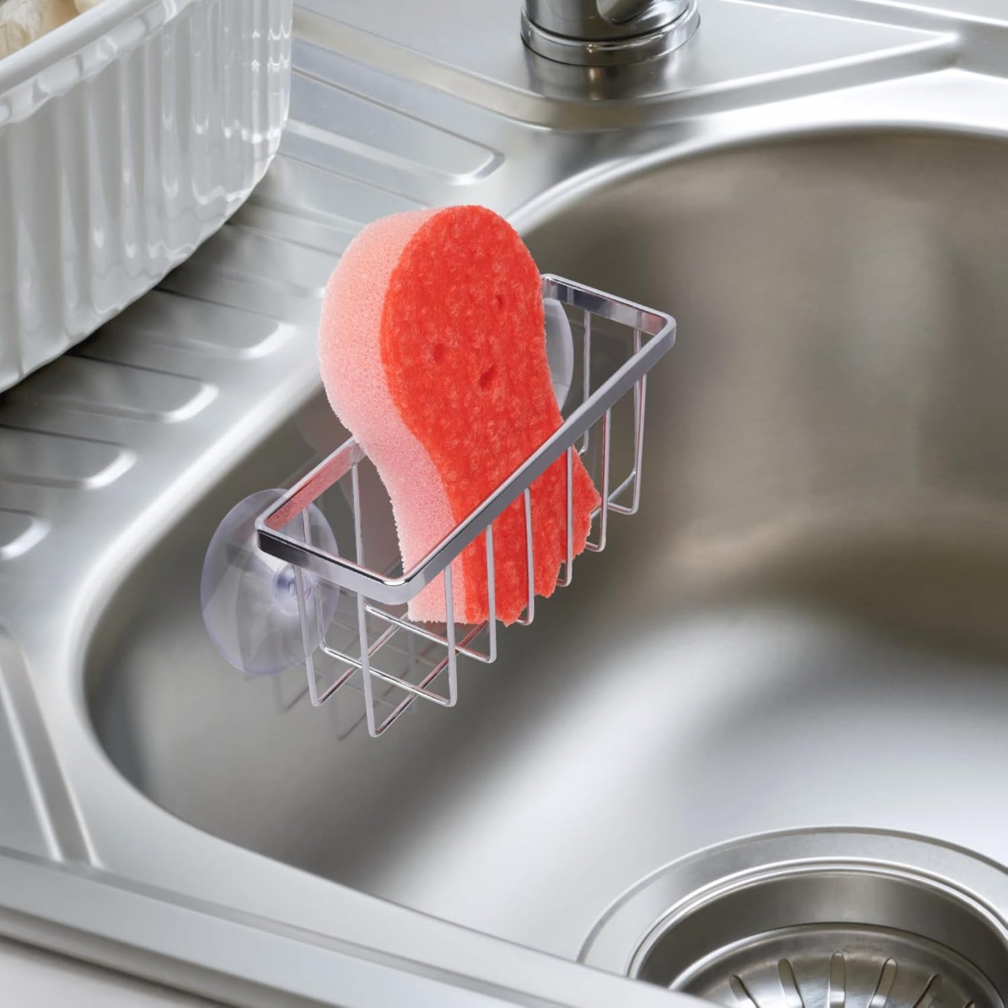 HLOOL Sponge Holder for Kitchen Sink, Kitchen Sink Sponge Holder,Sink Caddy,Dish Soap Holder （Mat Silver）