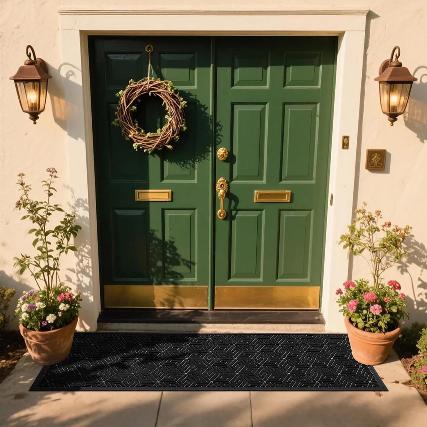 Yimobra Doormat Outdoor Entrance 29.5x17, All-Weather Waterproof Outdoor Mats for Front Door, Non Slip Welcome Door Mat for Patio Proch Outside Entryway Indoor, Black