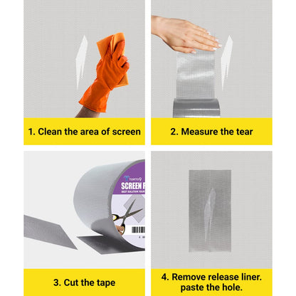 TORTO9 Window Screen Repair Kit, 3-Layer Strong Adhesive & Waterproof Tape Fiberglass Covering mesh (Black, 2 Inch x 6.5 FT)