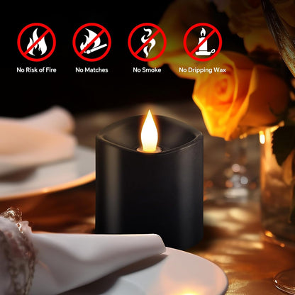 3x4 Flickering Flameless Candles Set of 3,Real Wax Pillar LED Candles,with Timer,4 inch Flameless Candles with Remote,for Party Wedding Holiday Home Decor,Ivory