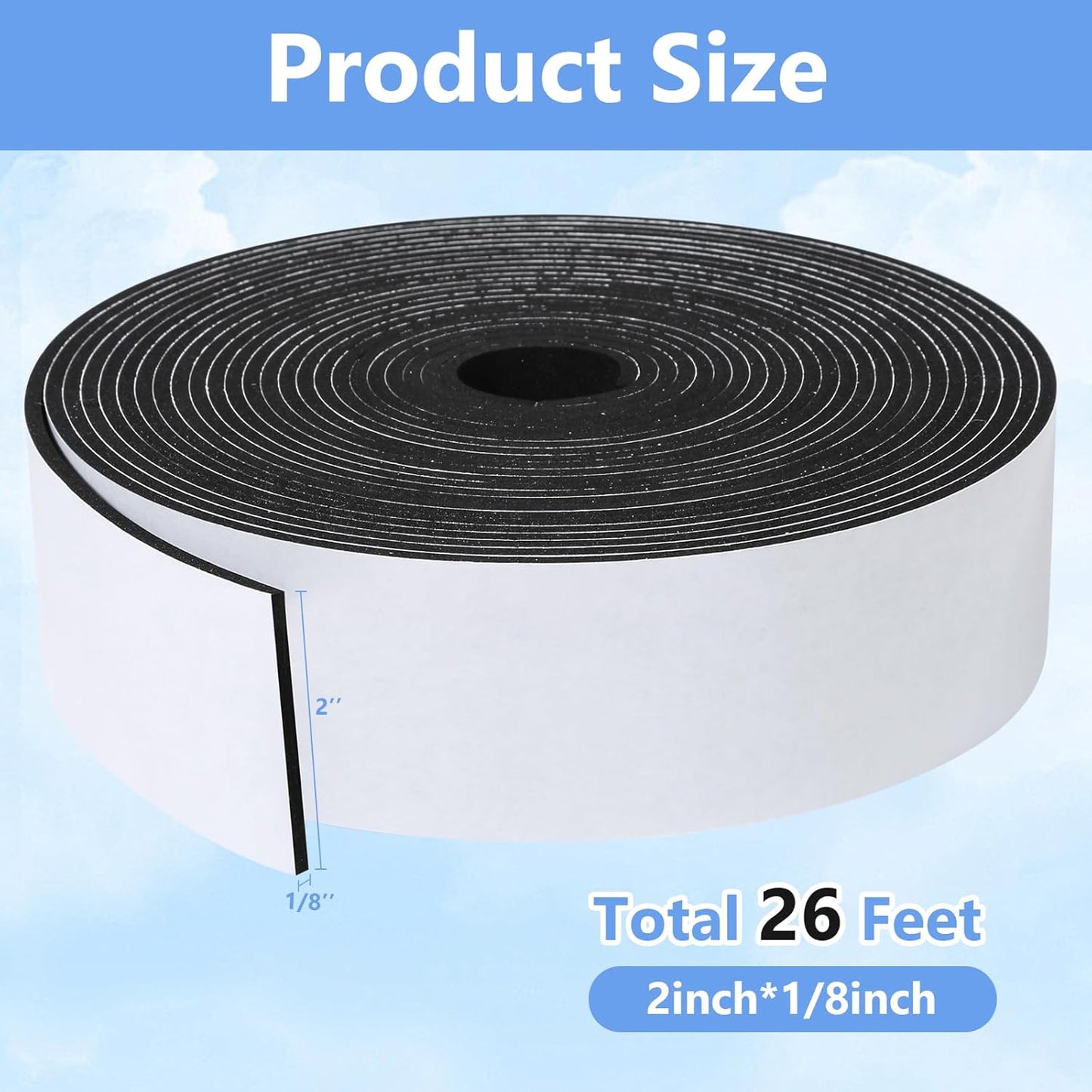 16Feet Weather Stripping Seal (1/2 Inch X 1/4 Inch) for Door Window, High Density Foam Tape, Soundproofing, Insulation Strip, Door Sealers for Door Frame- White