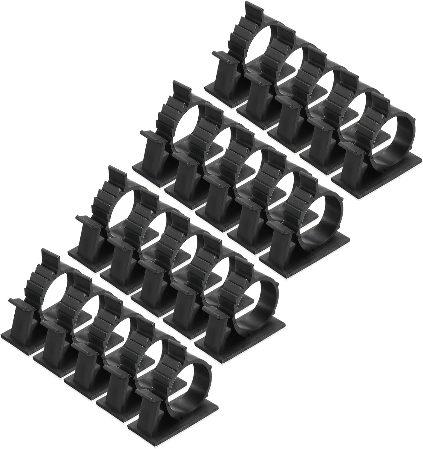 MECCANIXITY 25Pcs Cable Management Clips, 13-16mm Dia Self Adhesive Nylon Wire Holder, Adjustable Organizer Clamp for PC Desk Office, White