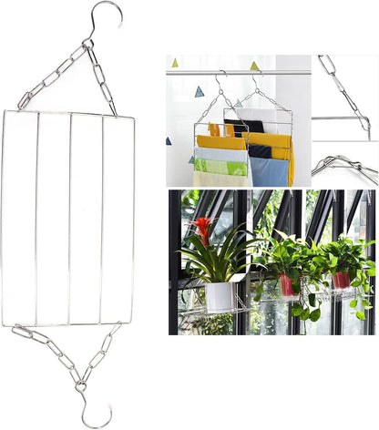 Stainless Steel Sock Drying Rack,Multifunctional Laundry Drying Rack Hanging Drying Rack Swivel Hook Wind Proof Clothes Hanger Rack with Clips for Hanging Clothes Towels Socks (Without Clip 40cm)