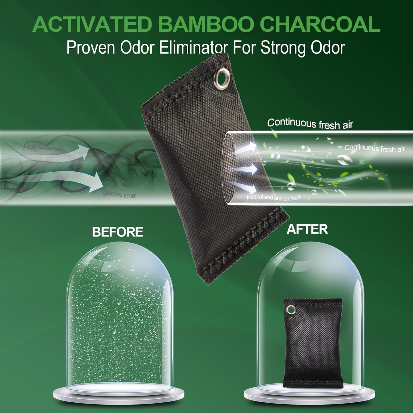 Activated charcoal deodorizer (11 x 100g), bamboo charcoal air purification bags, suitable for dehumidifying, home, refrigerator, shoes, pets, wardrobe, car air freshener deodorant bags.