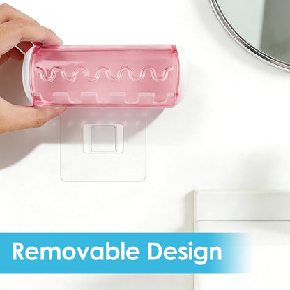 1 PCS Self Adhesive Toothbrush Holder with Cover for Bathroom, 5-Slot Wall Mounted Toothbrush Organizer Rack for Shower, Dorm, Cabinet