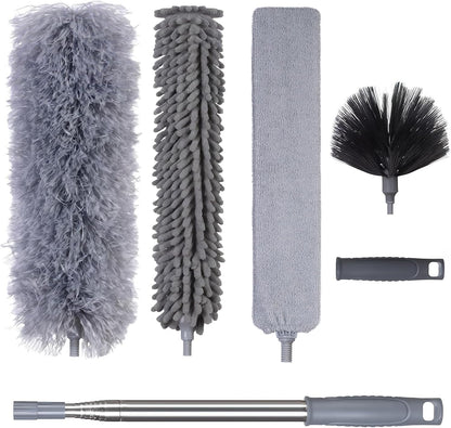 FrutPunch Duster with Extension Pole,Ceiling Fan Cleaner Duster Set of 6, Telescopic Cobweb Feather Duster 100 Inch,Ceiling Fan Duster, House Cleaning Tool Set