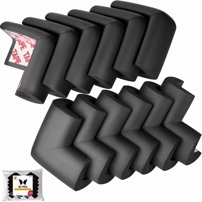 Soft Foam Corner Protectors for Baby, Bed Frame Corner Guards, Sharp Edge Desk Furniture Safety Cover Bumpers for Kids, Adhesive Pre-Taped Rubber Padding Cushion (Black, 4 Pack)