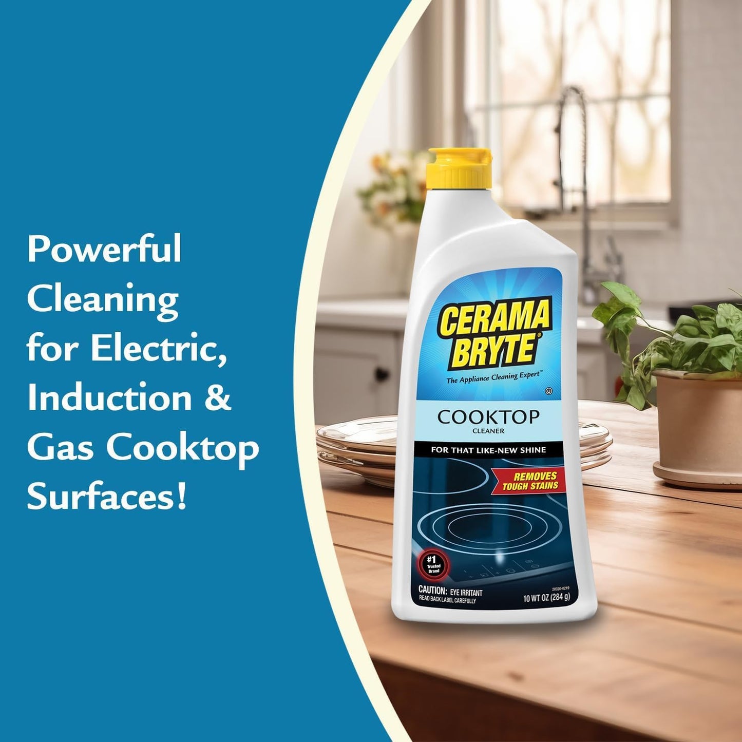 Cerama Bryte Combo Kit Pads & Removes Tough Stains Cooktop and Stove Top Cleaner for Glass - Ceramic Surfaces, 10 Ounces