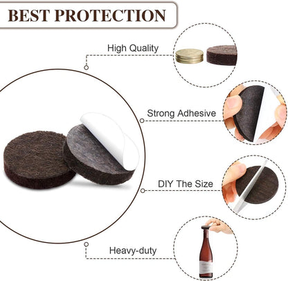 Yelanon Felt Furniture Pads -182 Pcs Premium Felt Pads for Chair Legs Furniture, Floor Protectors for Hardwood Floors, Black