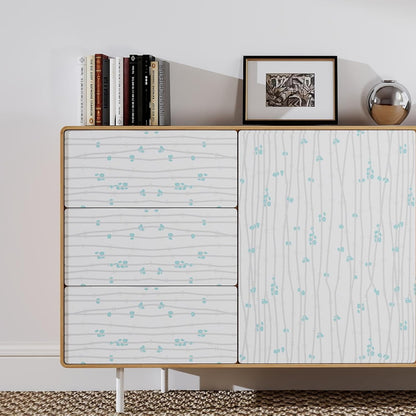 Modern Peel and Stick Wallpaper 17.3" x 80" White Wall Paper Peel and Stick Boho Birch-Twig Stripe Contact Paper Removable Self Adhesive Wallpaper for Bathroom Bedroom Shelf Cabinet Decor Vinyl