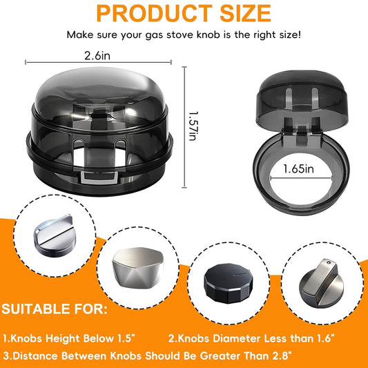 Stove Knob Safety Covers, 6 Pack Stove Knob Covers for Child Safety, Universal Gas Stove Knob Covers with Adhesive, Heat-Resistant Baby Proof Stove Knob Covers, Black
