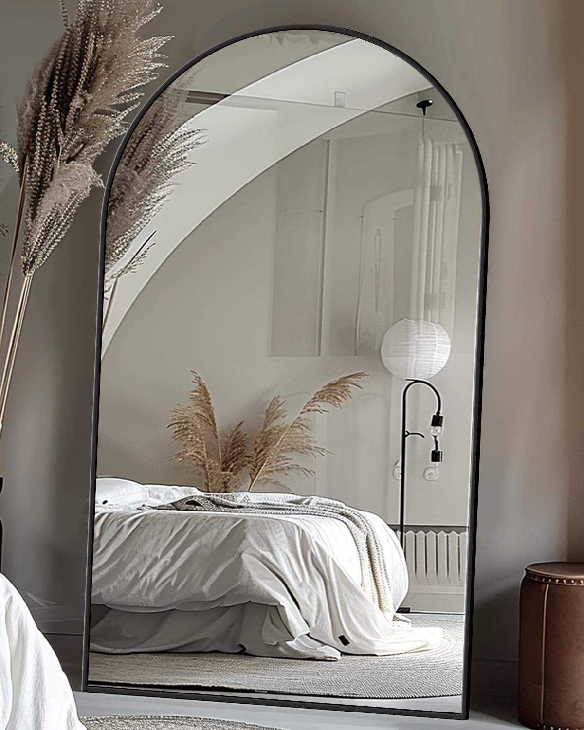 Antok 58" x19” Arched Full Length Floor Mirror, Gold Aluminum Frame, Free Standing/Wall Mount/Leaning for Bedroom, Living Room, Dressing Room