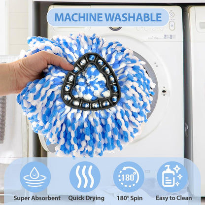 2-Tank Spin Mop Replacement Head, 3 Pack Mop Head Replacement, Microfiber, Machine Washable, Easy to Replace and Deep Cleaning