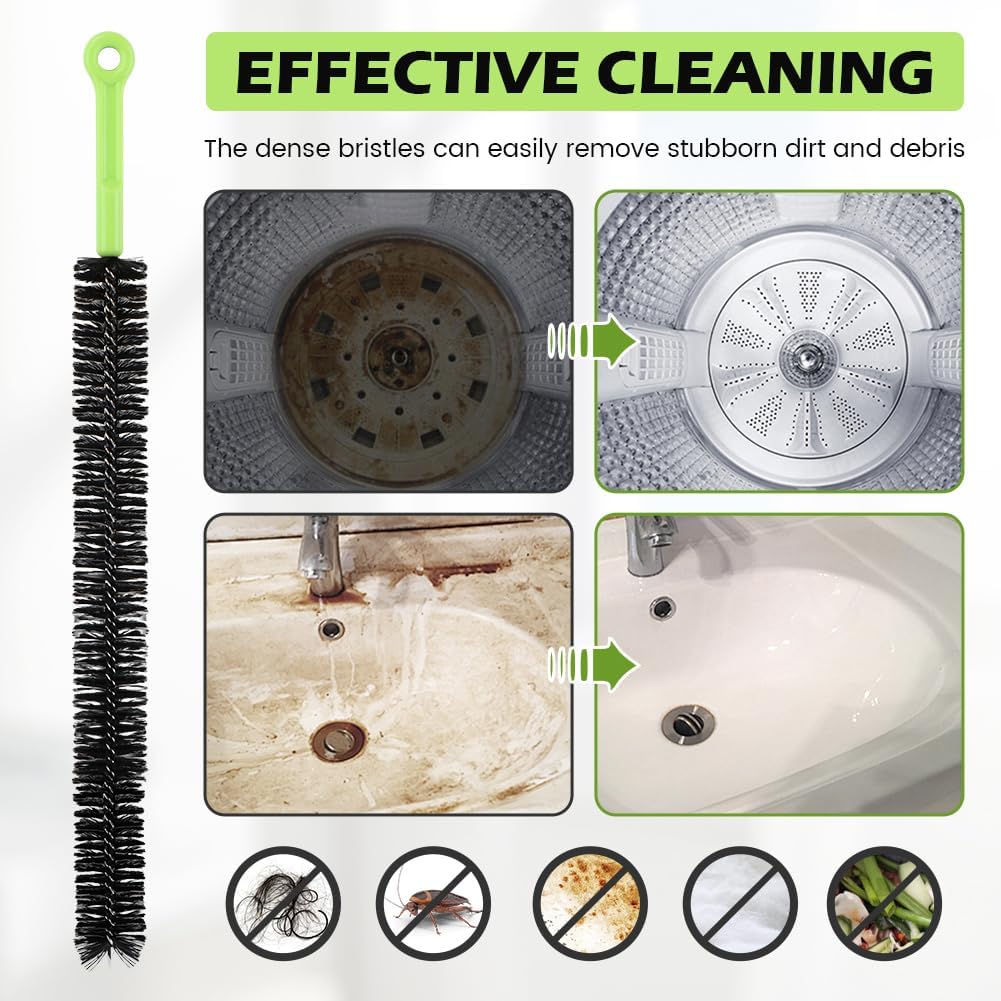 Quixleen 2 Pcs Flexible Drain Clog Remover with 2pcs S-shape Hooks, Bendable Long Pipe Cleaner Sewer Drain Get Rid Hair and Mucus for Toilet, Kitchen Sink, Bathroom Tub