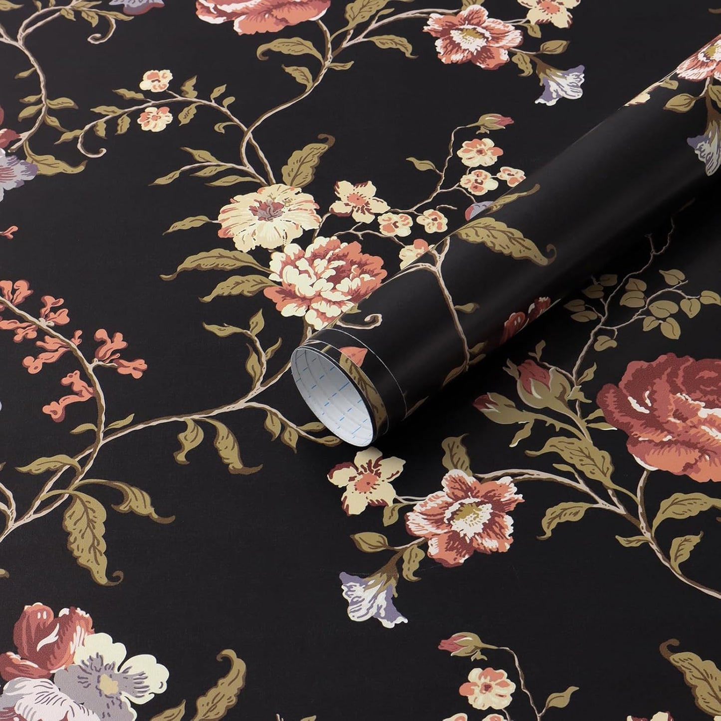 Safiyya Peel and Stick Wallpaper Vintage Floral Contact Paper 17.3" x 78.7" Wall Paper Renter Friendly Self Adhesive Removable Wallpaper for Bathroom Vinyl