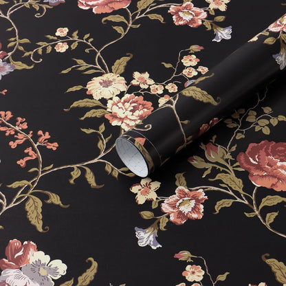 Safiyya Peel and Stick Wallpaper Vintage Floral Contact Paper 17.3" x 78.7" Wall Paper Renter Friendly Self Adhesive Removable Wallpaper for Bathroom Vinyl