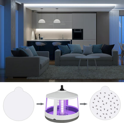48 Pcs Round Insect Trap Refillable Glue Boards Sticky Fruit Fly Trap Mosquito Fly Killer for Mosquitoes Fruit Flies Gnats Moths Fits Most Models Indoor Outdoor Lamp (4.3 Inch)