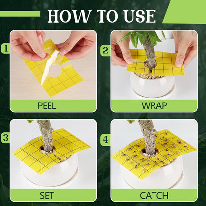 100 Pack Yellow Pre-Cut Sticky Traps Bulk for Gnats 3 x 5 Inch Dual Sided Bug Fly Sticky Traps with Center Hole for Indoor Outdoor Plant Flying Insects Fungus Gnats Whiteflies Aphids (Yellow)