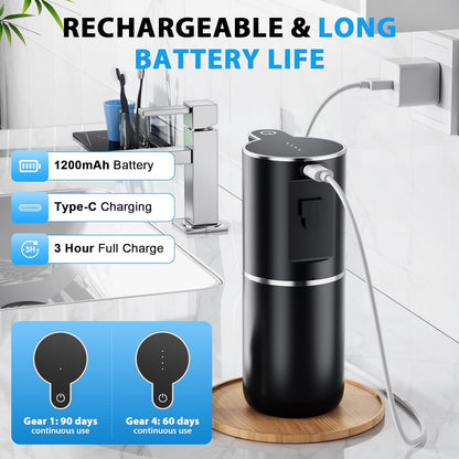 Fantictas Automatic Soap Dispenser Touchless Automatic Foam Soap Dispenser 380ML 4 Adjustable Levels 1200mAh Soap Dispensing Wall Mount for Kitchen and Bathroom,Black