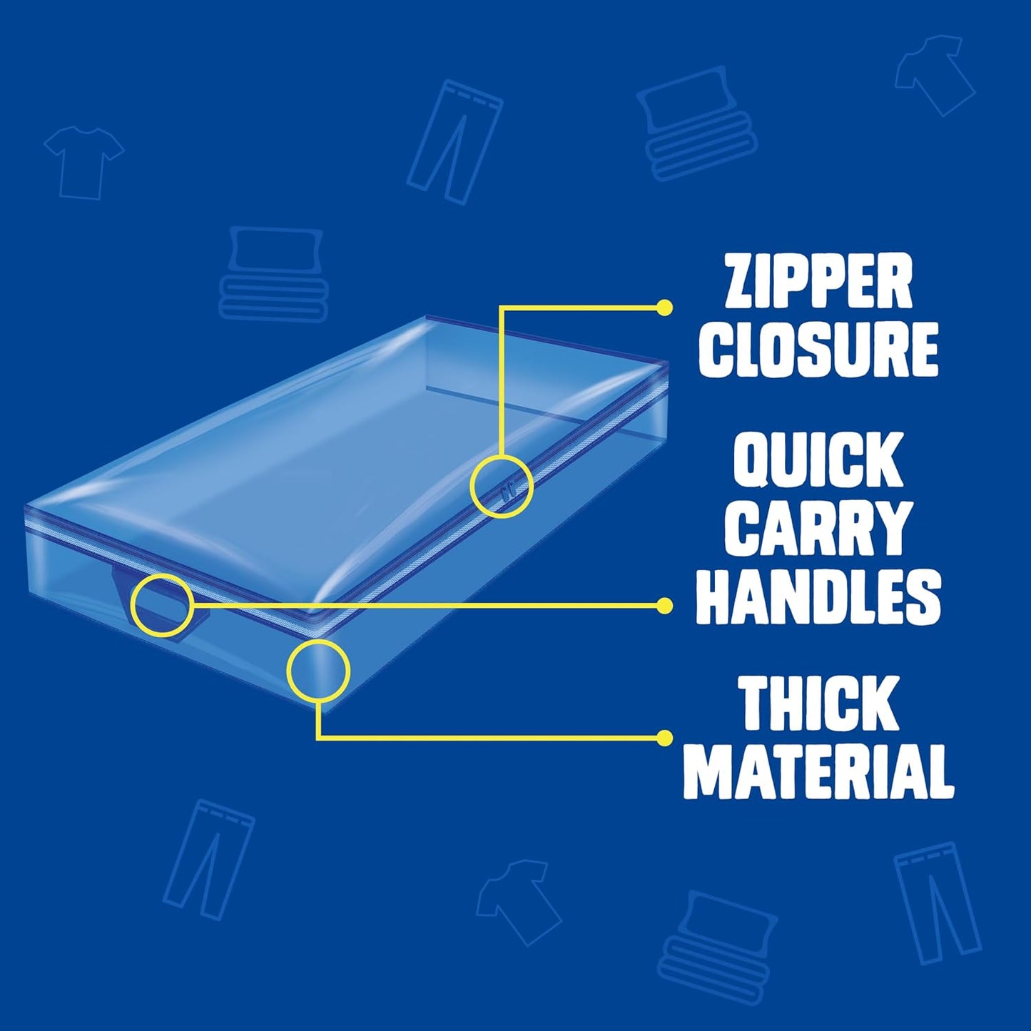 Ziploc Flexible Totes, X-Large Size, 22 Gallon, 2 Count Organizing Tote with Zipper and Built‑In Handles, Flexible & Stackable Clothing and Home Storage Bag