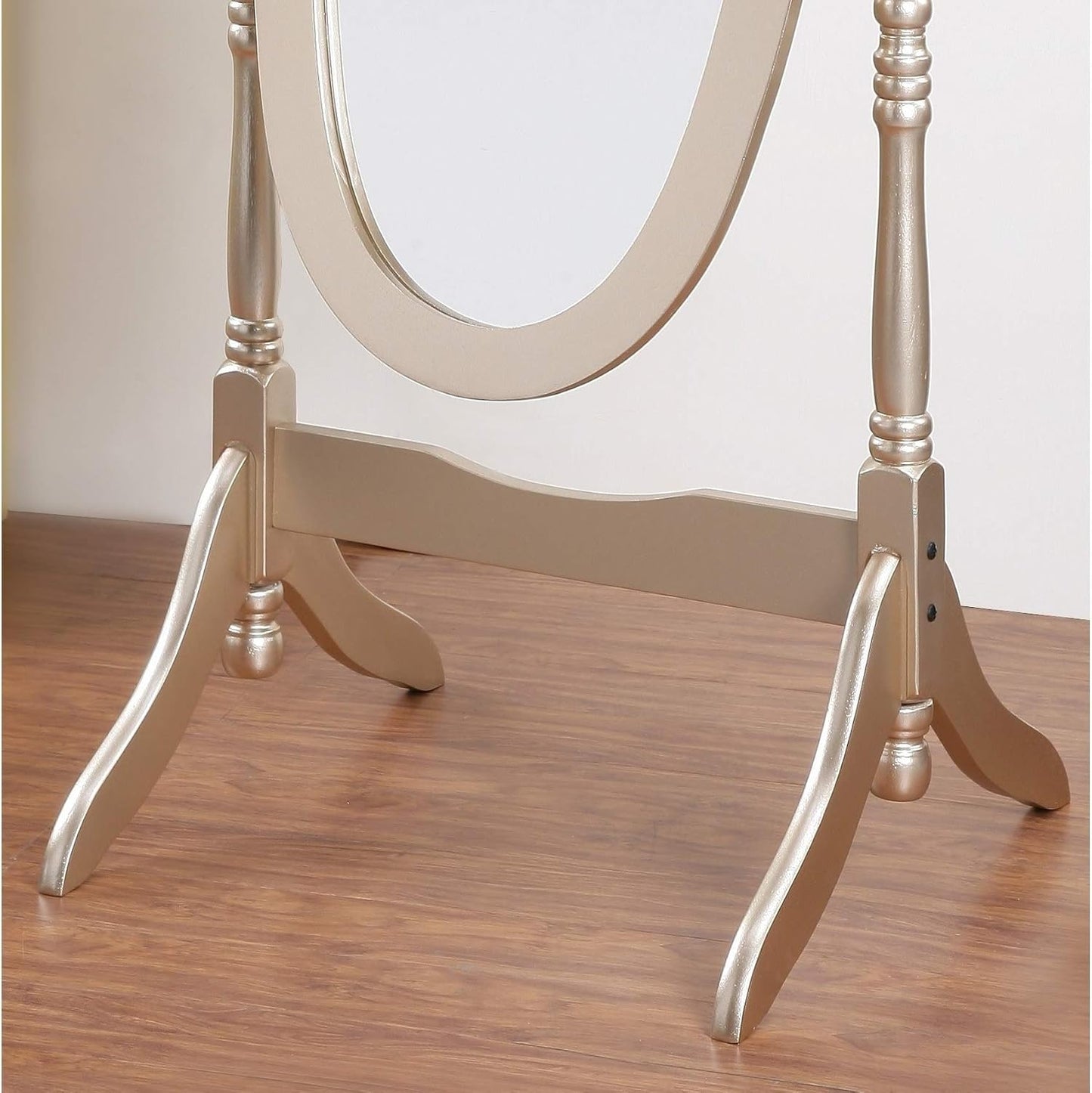 GTU Furniture Swivel Adjustable Full-Length Oval Wood Cheval Stand Floor Mirror(Pink)