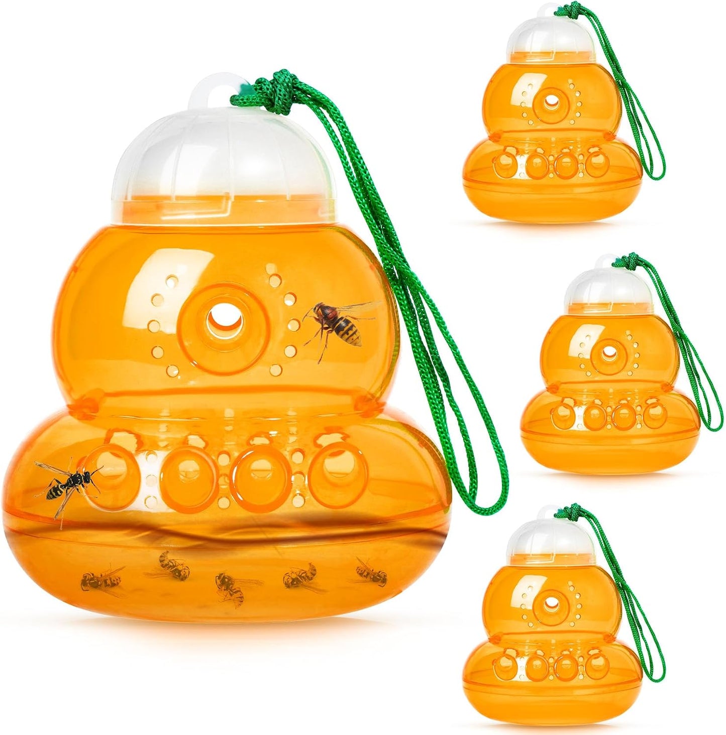 4 Pack Wasp Traps Outdoor Hanging Yellow Jacket Trap Reusable Carpenter Bee Traps for Outside Plastic Hanging Bee Catcher Hornet Trap Garden Insect Killer