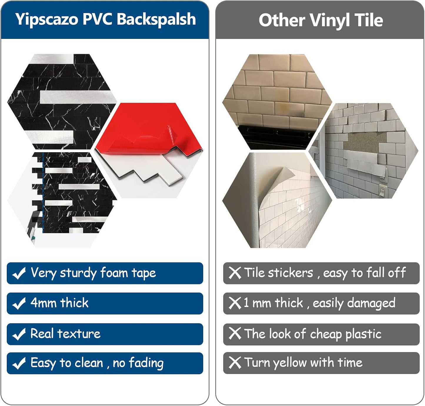 Yipscazo 2026 New Upgrade 11.34" X 11.57" Peel and Stick Backsplash, Stick on Backsplash Tiles for Kitchen, Bathroom, Fireplace (10 Sheets, Beige Rocks + Rose Gold)
