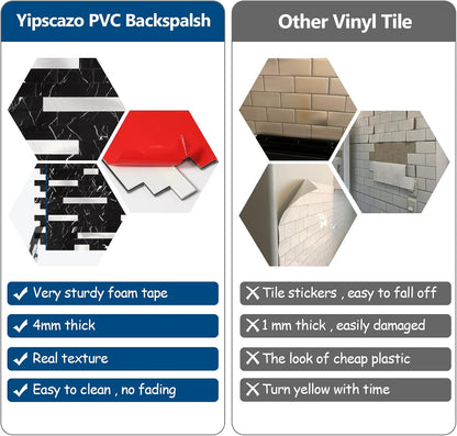 Yipscazo 2026 New Upgrade 11.34" X 11.57" Peel and Stick Backsplash, Stick on Backsplash Tiles for Kitchen, Bathroom, Fireplace (10 Sheets, Beige Rocks + Rose Gold)