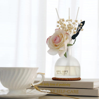 Reed Diffuser Set,4.06 oz Scent Flower Diffuser with 6 Sticks,Home Fragrance,Reed Diffuser for Bathroom Shelf Decor (Jasmine Rose)