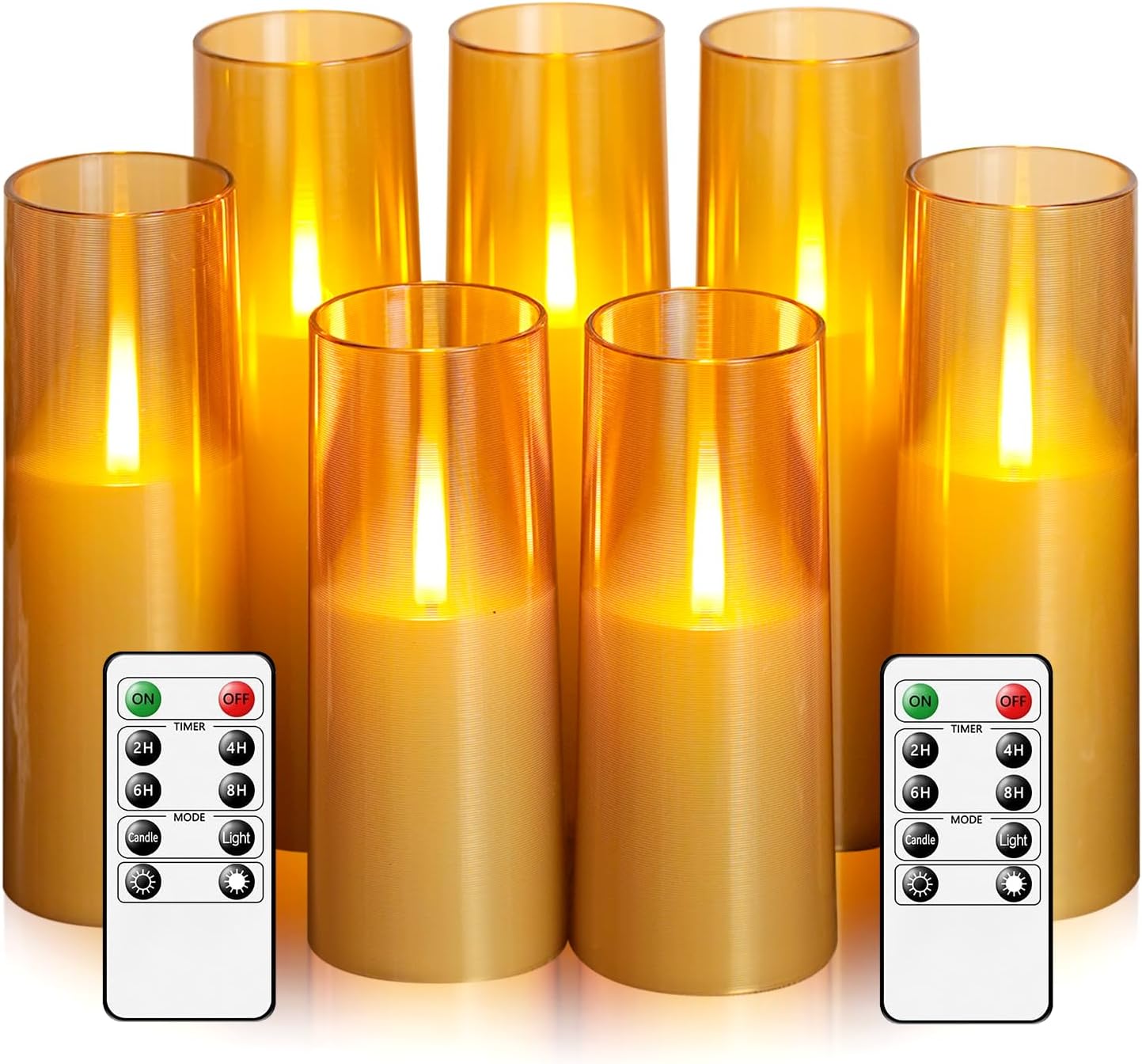 kakoya Flameless Candles Upgraded Realistic Flickering Flame,Battery Operated LED Candles with Remote Timers,Acrylic Electric Candles Set of 3(D 3" xH 4" 5" 6")（Grey）
