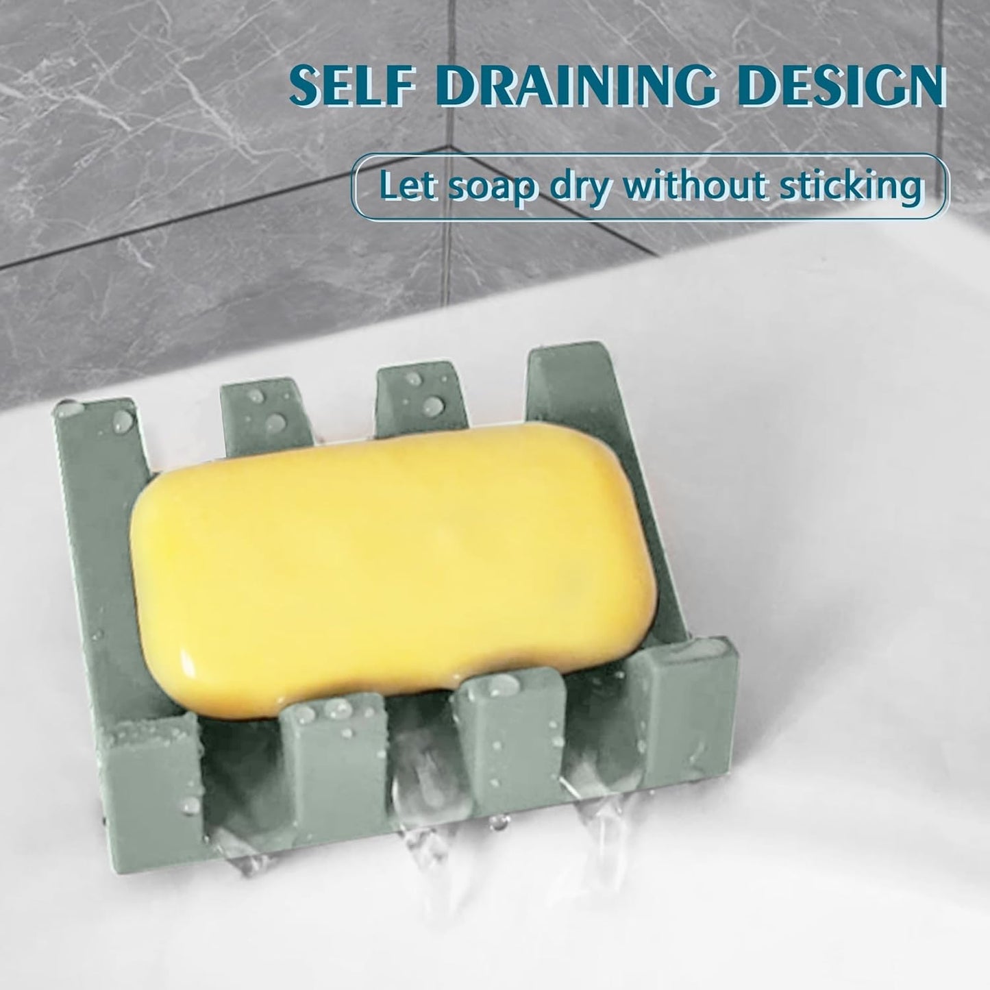 Self Draining Soap Dish Holder,Silicone Soap Dish,for Bathroom,Kitchen, Sponges，Can Extend Soap Life，Keep Soap Bars Dry and Easy Cleaning (White,1-Pack) - Colors B