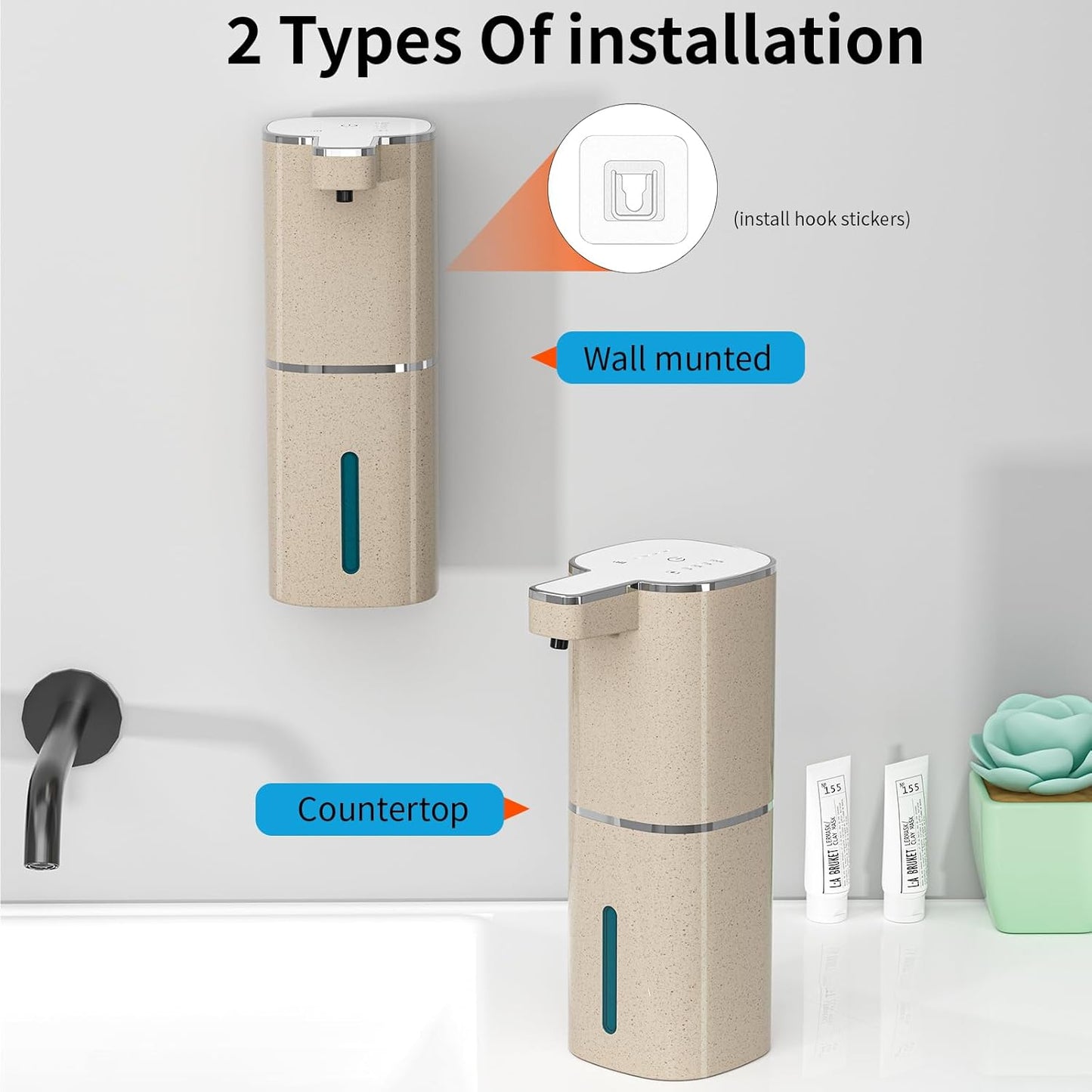 Automatic Foaming Soap Dispenser, Touchless Hand Soap Dispenser, USB Rechargeable, 4 Adjustable Levels, 14.2 oz (420 ml) Large Capacity, for Bathroom, Kitchen & School (Black, Foaming)