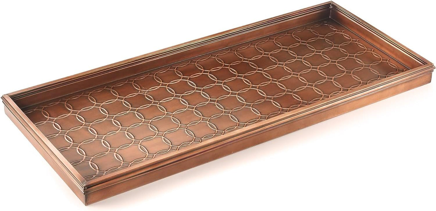 Good Directions Large Boot Tray, Squares Multi-Purpose All Weather Decorative Boot Tray, Shoes, Plants, Garage, Patio Door, Pet Bowls, 34 inch Entry Indoor Shoe Tray, Copper Finish