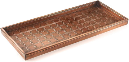 Good Directions Large Boot Tray, Squares Multi-Purpose All Weather Decorative Boot Tray, Shoes, Plants, Garage, Patio Door, Pet Bowls, 34 inch Entry Indoor Shoe Tray, Copper Finish