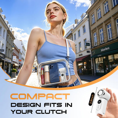 Portable Clip-On Mini Fan 180° Rotating 3000mAh 5-speed | Handheld Mini Fan with LED Display, 14500 RPM Rechargeable Stroller Fan for Travel, Camping, Game day & Office