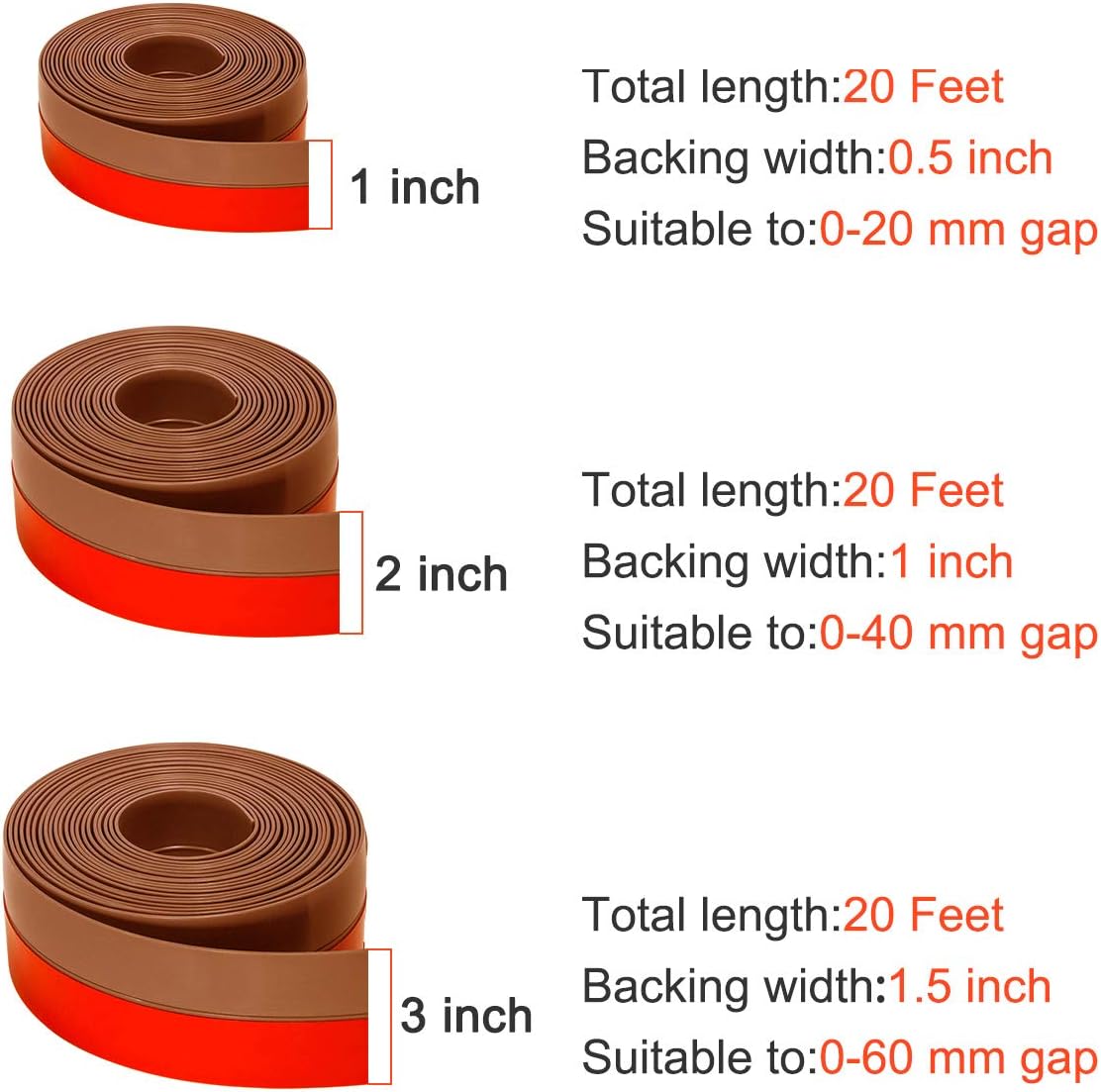 TORRAMI Wide Silicone Weather Stripping 3 inch Width 20 Feet Length, Draft Stopper Seal for Barn and Garage Door Under Bottom,Top, Sides, Grey