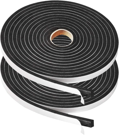 Seal Foam Tape,1/2 Inch W x 1/8 Inch T Weather Stripping for Door and Window,High Density Single Sided Closed Cell Door Insulation Weather Strip, 3 Rolls Total 50FT Black