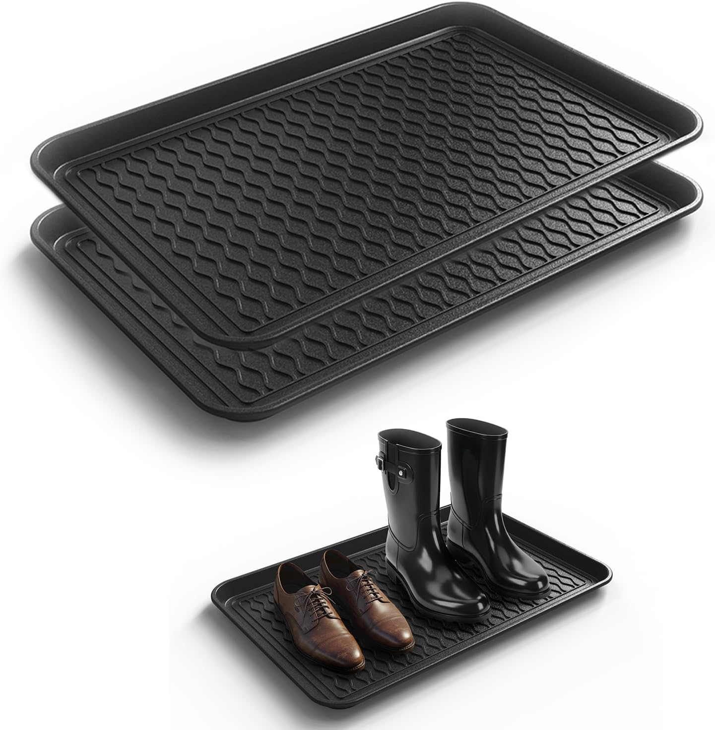 Boot Trays for Entryway, Multifunctional Shoe Mat with Cleaning Brush, Boot Tray for Shoes Plants Pots Pet Bowls