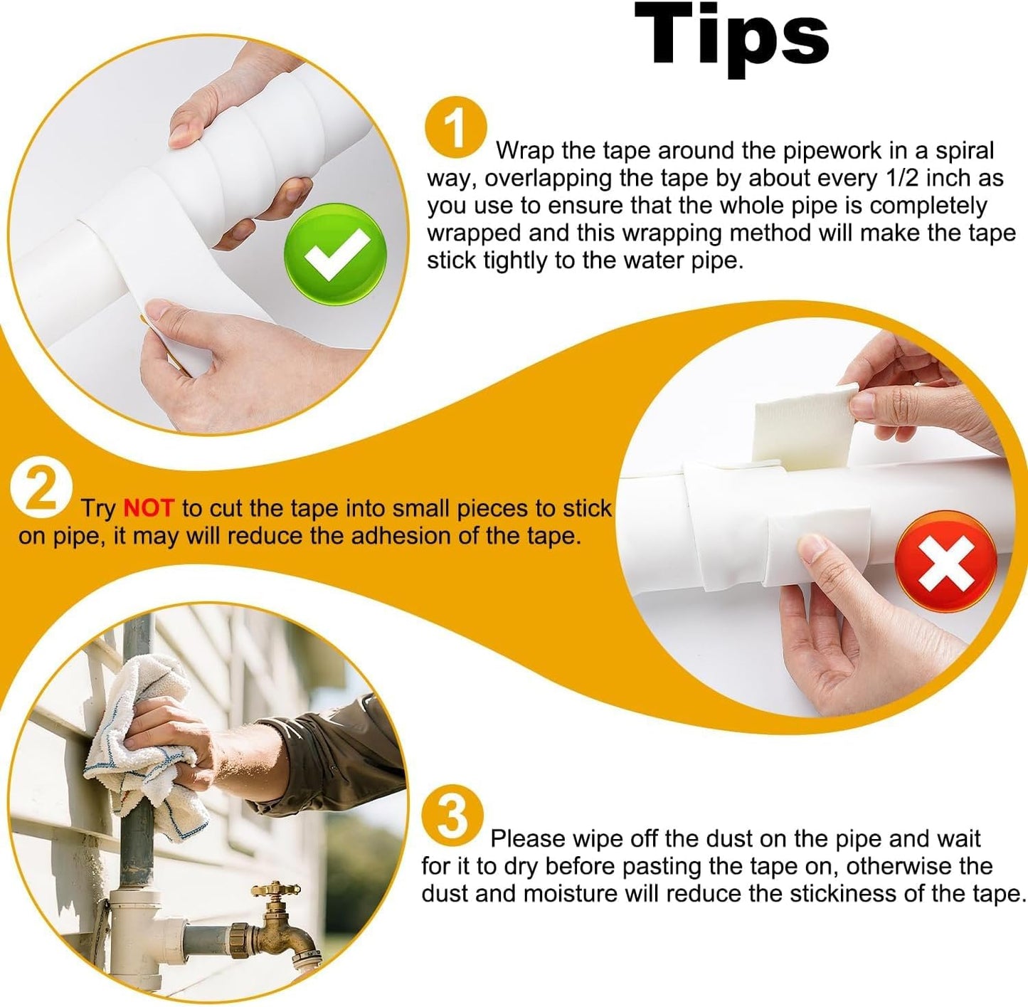 DEMEDO Pipe Insulation Tape, Pipe Wrap Insulation Foam Tape Self Adhesive, Outdoor Water Pipe Insulation Roll for HVAC, AC Line Insulation, 2 inch x 16.5 FT Heat Tape for Water Pipe, White