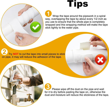 DEMEDO Pipe Insulation Tape, Pipe Wrap Insulation Foam Tape Self Adhesive, Outdoor Water Pipe Insulation Roll for HVAC, AC Line Insulation, 2 inch x 16.5 FT Heat Tape for Water Pipe, White