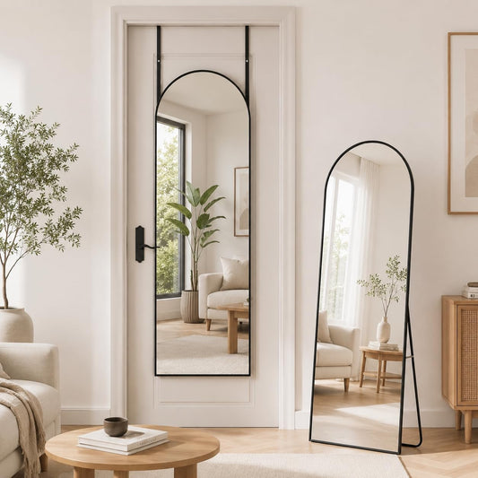 Antok 58" x19” Arched Full Length Floor Mirror, Gold Aluminum Frame, Free Standing/Wall Mount/Leaning for Bedroom, Living Room, Dressing Room