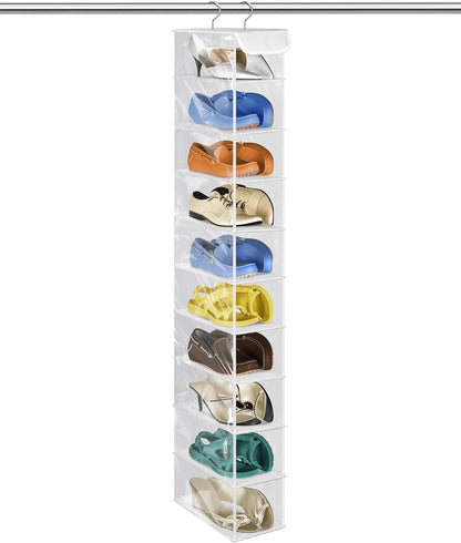 Libeder Hanging Shoe Organizer, 10-Shelf Closet Organizer with 6 Mesh Side Pockets